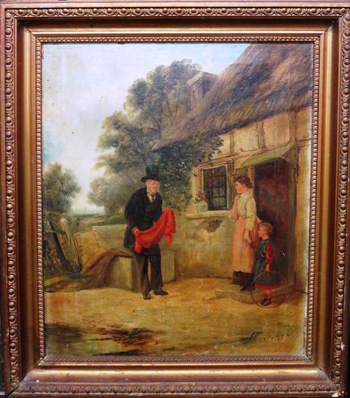 John Locke (19th century), The Peddler, oil on canvas, signed, 60cm x 50cm.  M1