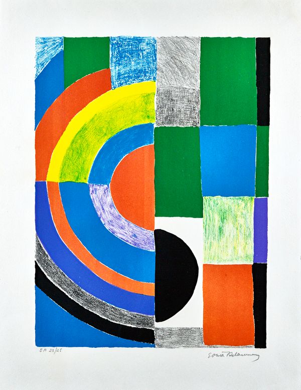 Sonia Delaunay (1885-1979), Abstract, colour screenprint, signed and numbered EA 23/25 in pencil, 65cm x 50cm. DDS Illustrated