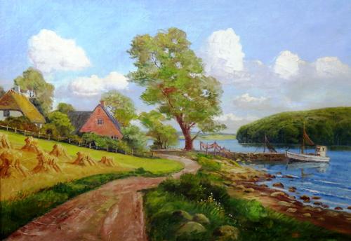 Knud Jespersen (1879-1954), Summer lake landscape, oil on canvas, signed, 66cm x 96cm. DDS