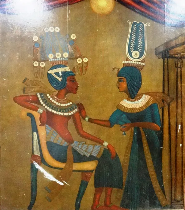 Continental School (20th century), An Ancient Egyptian scene with Pharoah and Courtier, oil on canvas laid on board, 200cm x 176cm. Provenance; Proper
