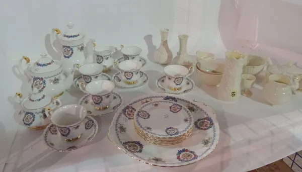 Ceramics including; a Belleek porcelain teapot and sundry Belleek, together with a "Duchess Anne" part tea set.  S2M