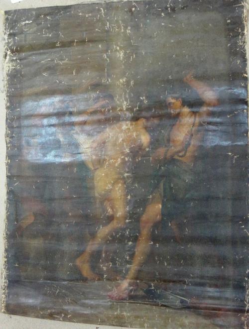 After Rubens, The Flagellation, oil on canvas, unframed and unstretched, 176cm x 135cm.