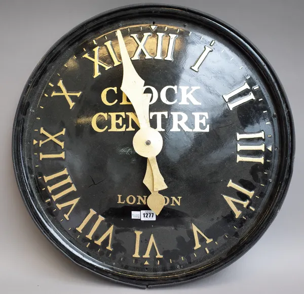 A Victorian style wall clock of large proportions, late 20th century, the ebonised convex dial detailed 'Clock Centre London' with gilt hands and Roma