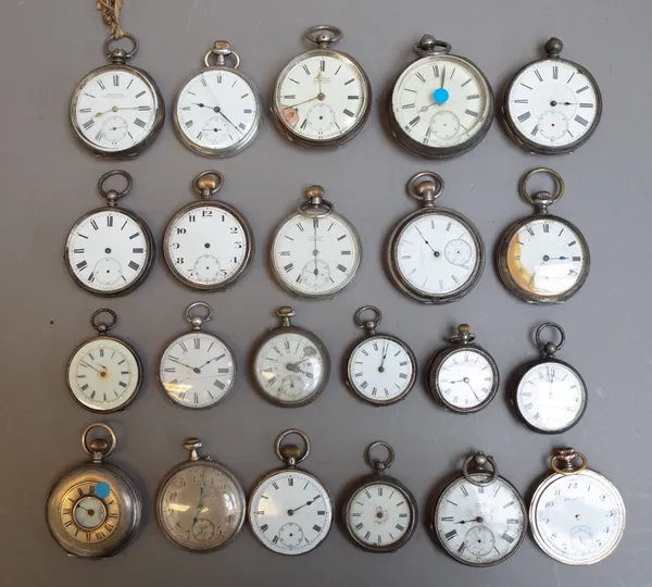 A quantity of Victorian and later silver cased pocket watches and lady's fob watches, (a.f.), (qty).