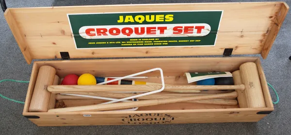 A modern Jaques croquet set, cased.