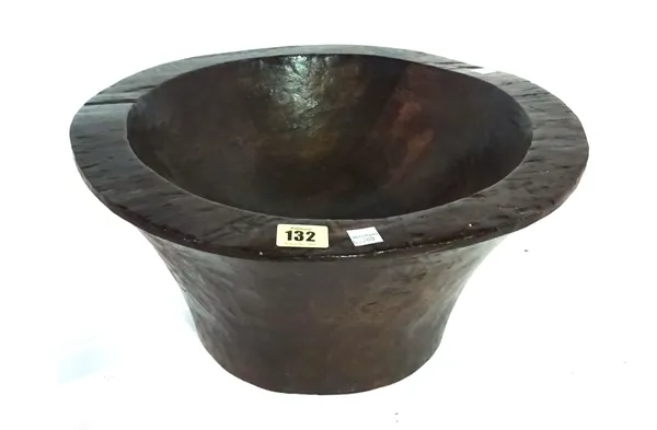 A 20th century hardwood dug out bowl, 40cm wide.  E7