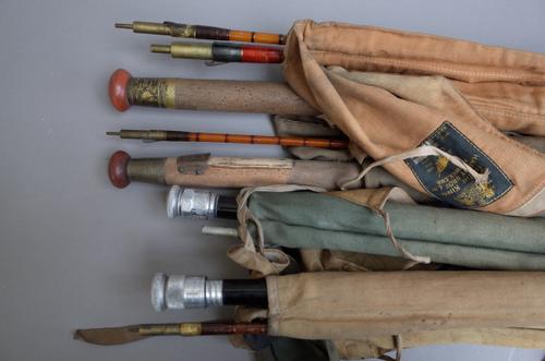 A Hardy Palakona 'knockabout' two piece fly fishing rod, a Hardy Palakona No 2 'Pope' rod, a Hardy Palakona 'Wanless' split cane rod, one further Hard