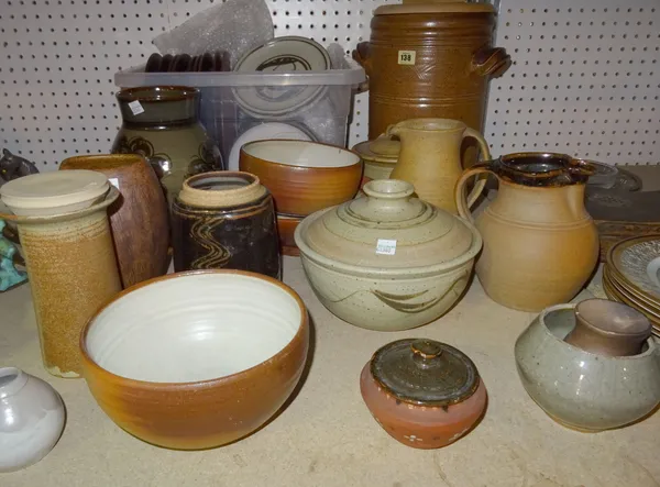 Studio pottery, comprising; bowls, jugs and pots, also a small group of Arabia stoneware plates, (qty).  S4M