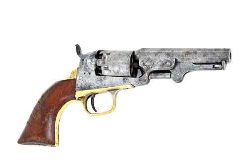 An American Colts patent 1849 model percussion revolver, .31 calibre, the octagonal steel barrel engraved 'ADDRESS COL SAML COLT NEW-YORK US AMERICA',