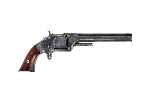 A Smith & Wesson .32 rim fire, No 2 Army revolver, circa 1862, six shot, octagonal barrel, patent details on cylinder, with two piece walnut grip, 29c