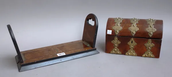 Mechi & Bazio Makers, London; a Victorian figured walnut book slide, 34cm wide x 16cm high, together with a Victorian brass mounted walnut dome top bo