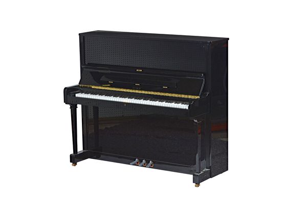 Petrof; an iron framed upright over strung piano, in a high black gloss case, Serial No: 615654, with original documentation, 146cm wide x 125cm high