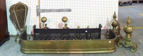 Metalware collectables including, three pairs of late 19th century brass fire dogs, an early 20th century peacock fireguard, a 20th century pierced br