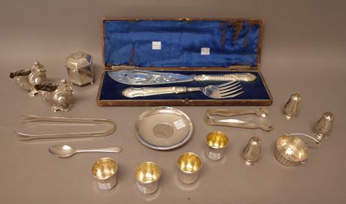 A silver dish mounted with a 1972 crown, a Sterling hexagonal box and cover, decorated with figures and scenes, raised on three feet, detailed MMA 198