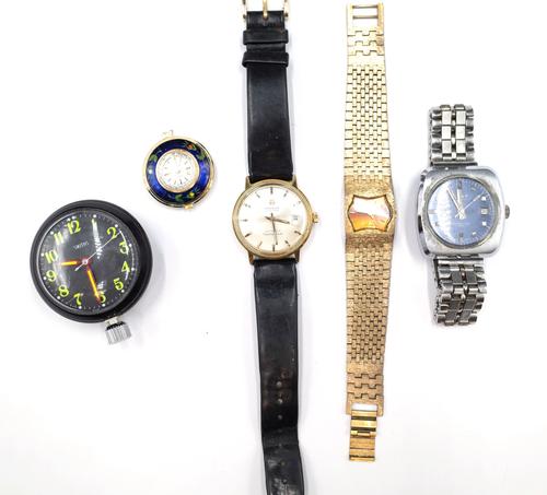 A Sicura Collins steel cased gentleman's bracelet wristwatch, signed to the dial, the caseback and to the foldover clasp Sicura, a Tissot Visodate Aut