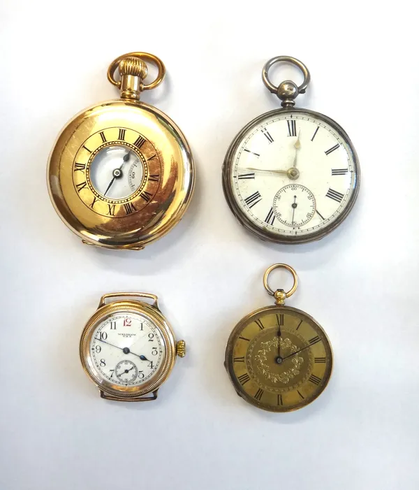 A Waltham 9ct gold circular cased gentleman's wristwatch, with a signed jewelled movement, numbered 27459723, Birmingham 1934, a gold cased key wind o
