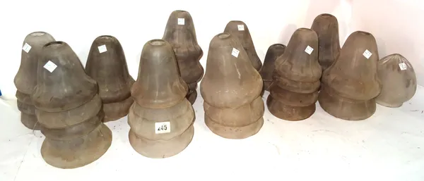 A large quantity of mainly 20th century assorted frosted glass light shades, (qty).  S3M