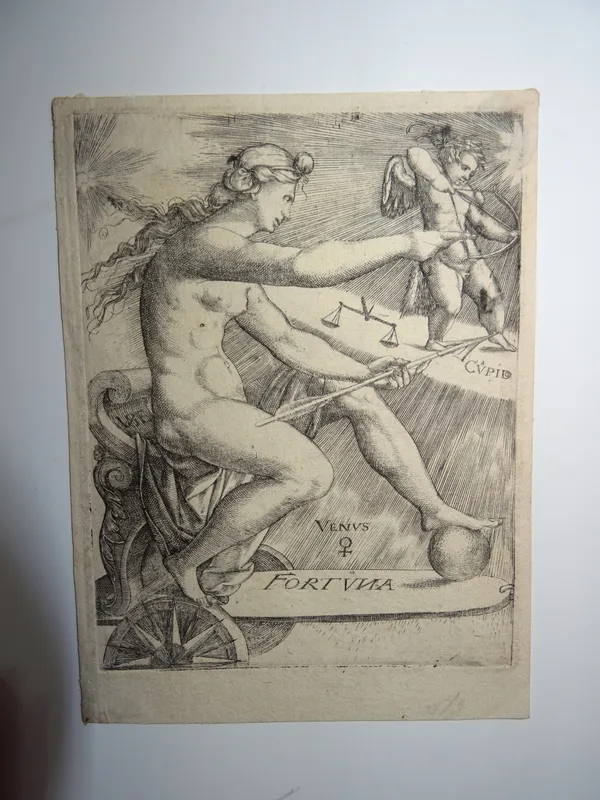 Johann Ladenspelder (1512-1561), Venus, engraving, unframed, 10.5cm x 8cm.  CAB