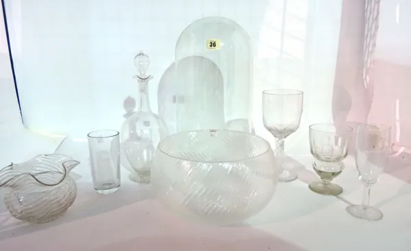Glassware, including; mostly glass decanters, wine glasses, bowls and sundry, (qty).   S3T