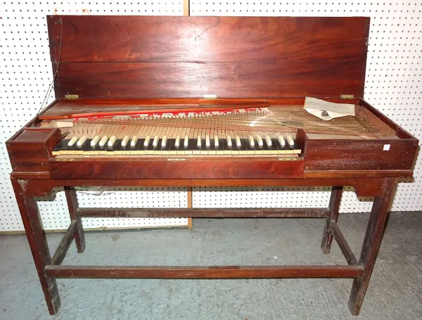 An early 20th century mahogany framed clavichord of small rectangular proportions, 127cm wide.  Provenance; Property from Prudence and the late Marius