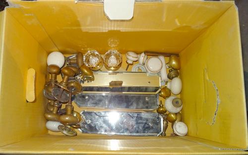 A group of early 20th century door accessories including handles, mirror plates, knockers, latches and sundry, (qty)  S3B