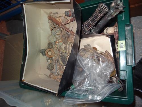 Metal detecting finds to include; a large quantity of coins, buttons, buckles and sundry, (qty).