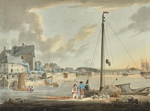 William Payne (1760-1830), Stonehouse, Mount Edgecumbe, near Plymouth, pen, ink and watercolour, signed, 30cm x 40cm. Illustrated.
