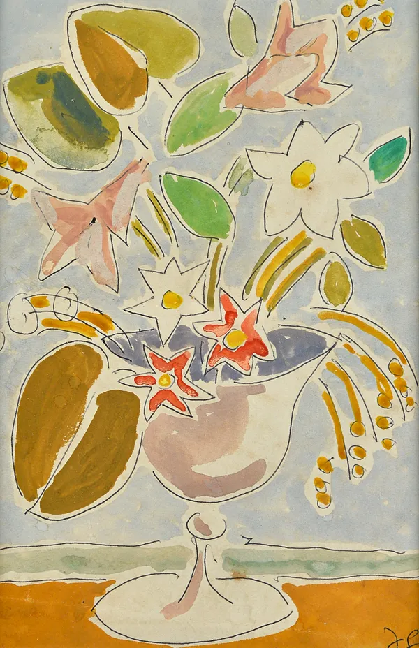 Duncan Grant (1885-1978), Floral still lives, a group of three, pen, ink and watercolour, two signed with initials, the largest 19.5cm x 17cm.(3) Illu