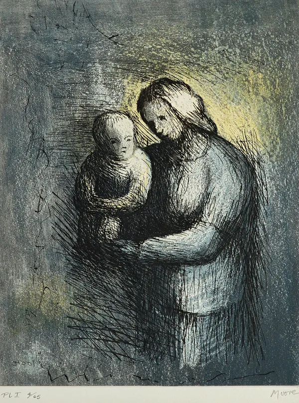 Henry Moore (1898-1986), Mother and Child, etching and aquatint, signed and numbered PLI 4/65, 31cm x 24cm. DDS Illustrated.