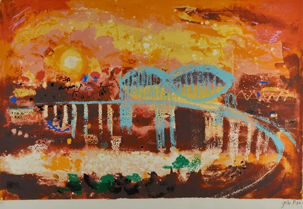 John Piper (1903-1992), Saltash Bridge, colour lithograph, signed and numbered 30/75, 44.5cm x 67.5cm. DDS Illustrated.