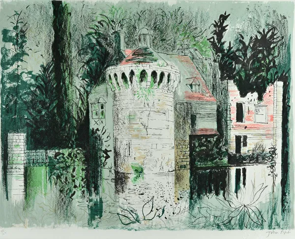 John Piper (1903-1992), Scotney Castle, Kent, colour print, signed and numbered 105/120, 43.5cm x 56.5cm. DDS Illustrated.