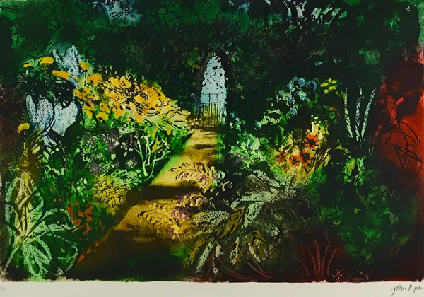 John Piper (1903-1992), Summer garden, Fawley Bottom, colour print, signed and numbered 42/85, 38cm x 56.5cm. DDS Illustrated.