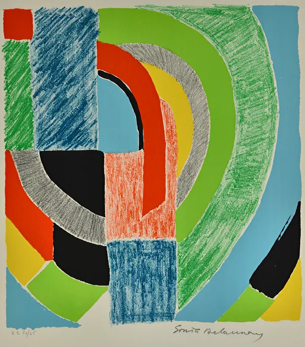 Sonia Delaunay (1885-1979), Abstract, colour screenprint, signed and numbered HC 20/25 in pencil, unframed, 43cm x 39cm. DDS Illustrated. £25