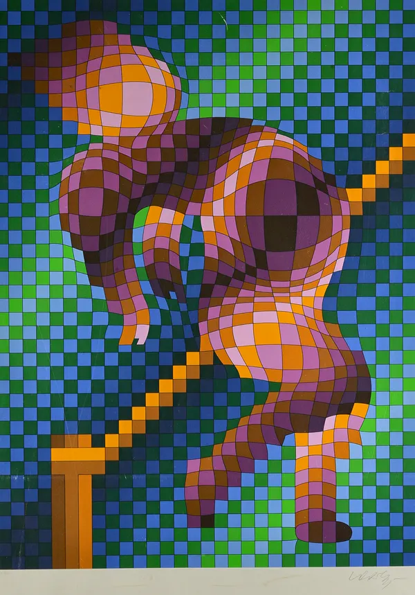 Victor Vasarely (1906-1997), Untitled, colour screenprint, signed and numbered FV 9/40 in pencil, unframed, 81cm x 59.5cm. DDS Illustrated. £10