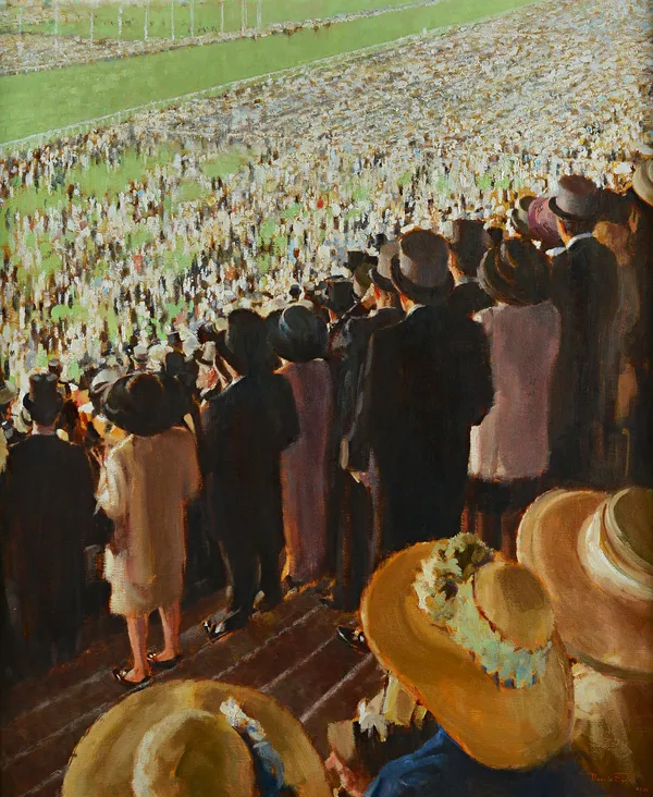 Dennis Syrett (b.1934), Ascot, oil on canvas, signed and dated 2000, 89.5cm x 75cm. DDS Illustrated. A/S