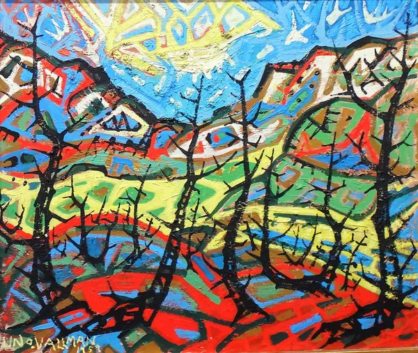 Uno Vallman (1913-2004), Landscape, oil on board, signed and dated 1959, 45cm x 54cm. DDS