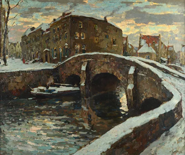 Henk van Leeuwen (1890-1972), The Bridge, oil on canvas, signed, 59cm x 71.5cm. Illustrated.  DDS