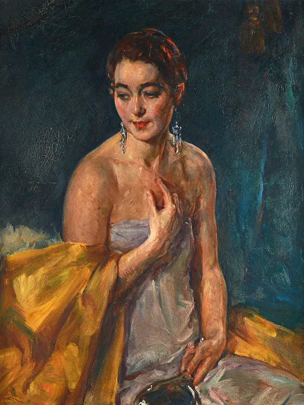 John da Costa (1866-1931), Portrait of Christine Bonnar, the artist's wife, oil on canvas, signed, 87cm x 71cm. Illustrated. Provenance: Christine Bon