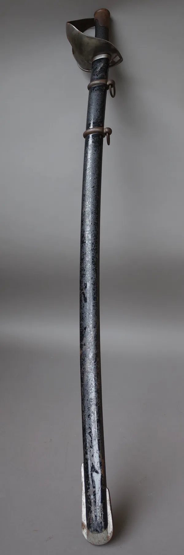 A Schnitzler and Kirschbaum cavalry sabre, circa. 1850, with curved steel blade, 89cm, stamped 'S&K', steel guard and rope bound grip in an ebonised s