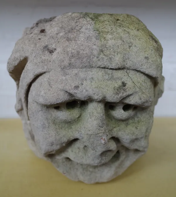 A French stone Gargoyle head, 25cm high.