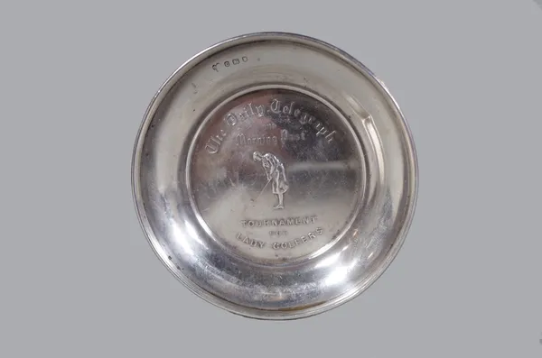 The Daily Telegraph Tournament for Lady Golfers; a silver circular dish, G* London 1938, 10cm diameter, 1.25oz.