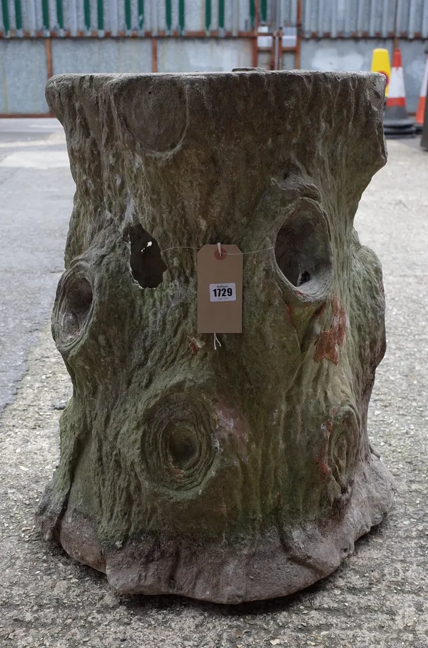 A large terracotta strawberry planter, of naturalistic tree form, 68cm high.