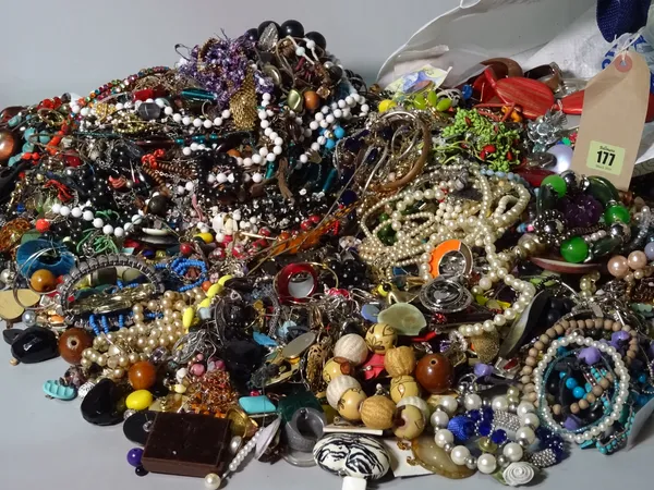 Costume jewellery, comprising; beads, necklaces, bangles and sundry, (qty).