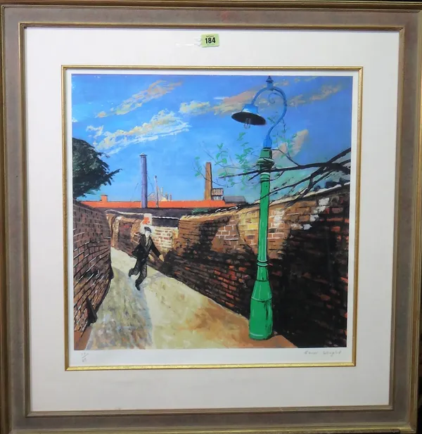 Carel Weight (1908-1997), The Green Lamppost, colour reproduction, signed and numbered 55/85, 50cm x 50cm. DDS