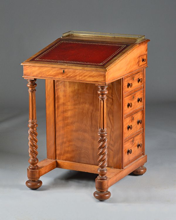 'G. HINDLEY & SONS 151 OXFORD STREET LONDON'; an early 19th century satinwood Davenport, the fitted interior over ink drawer and four further long dra