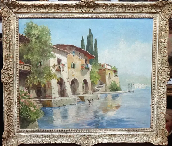 Forloni (20th century), Lake Garda, oil on canvasboard, signed, 50cm x 60cm.