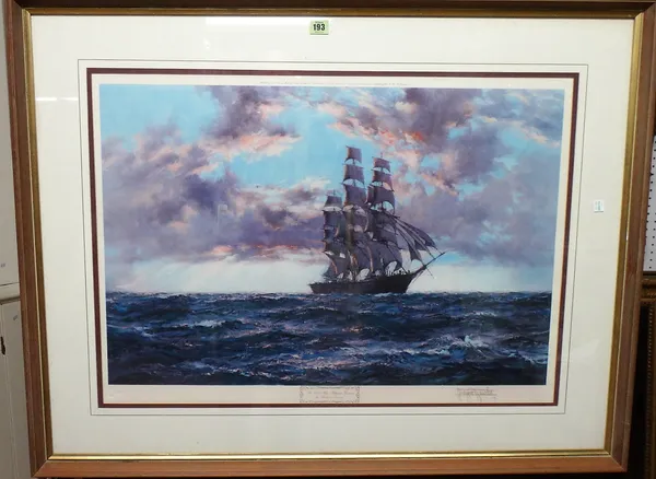 Montague Dawson (1895-1973), 'The Tall Ship Clipper Kaisow', colour print, signed in pencil, with blindstamp, 55.5cm x 78cm.