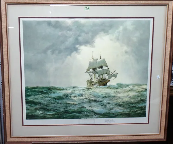 Montague Dawson (1895-1973), 'The Gallant Mayflower', colour print, signed in pencil, with blindstamp, 65.5cm x 79cm.