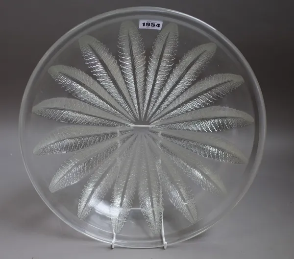 A Lalique 'Chataignier' clear and frosted glass bowl, post 1945, etched mark 'Lalique France', 35cm diameter.