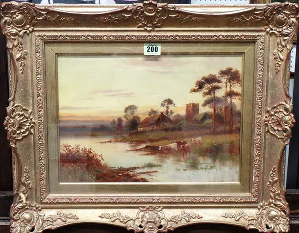 English School (c.1900), Sunset river scene, oil on canvas, 24cm x 34cm.